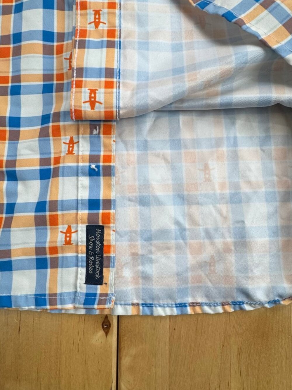 Magellan Outdoors Vented Fishing Shirt Houston Rodeo Orange Blue Plaid XL - Picture 11 of 15